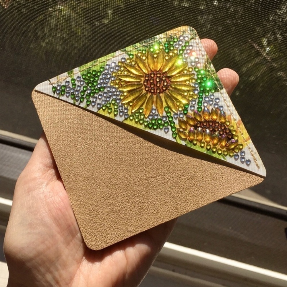 Diamond Art SUNFLOWERS 02 Corner Bookmark, Colorful, Sparkly, Bling - Picture 1 of 17